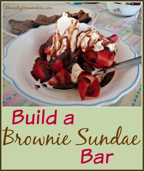 Need a fun but simple dessert? This Brownie Sundae Bar is the way to go! Brownie Bar Party, Brownie Bar Party Ideas, Brownie Sundae Bar, Sundae Toppings, Homemaking Skills, Homemade Hot Fudge, Team Dinner, Low Sugar Desserts, Brownie Sundae