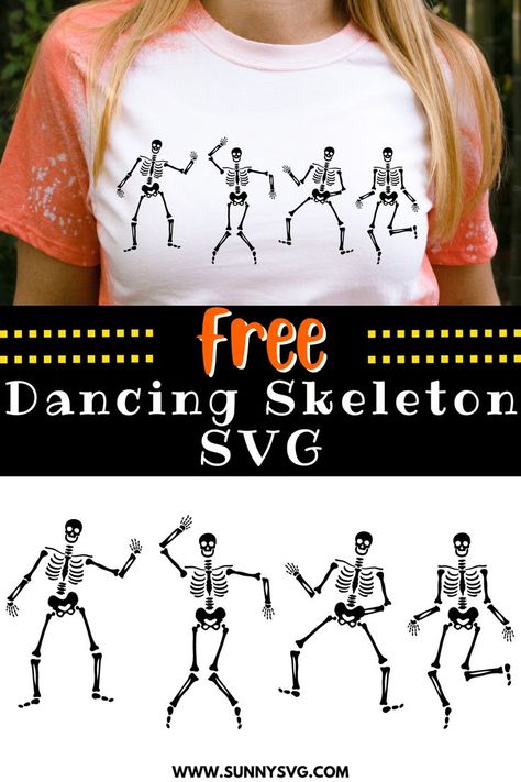 dancing skeleton svg free Dancing Skeleton Svg, Free Dancing, Halloween Dance, Cricut Cuttlebug, Skeleton Svg, Halloween Printables Free, Bleached Shirt, Dancing Skeleton, Svg Kids