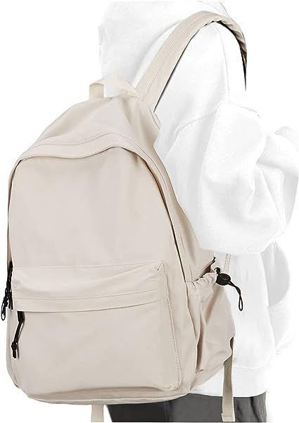 Amazon.com | PAUBACK Beige School Backpack for Girls Water Resistant High School Book Bag Simple Backpack for Teens Boys Girls, Lightweight Simple Middle School Back Pack Daypack | Kids' Backpacks Men Laptop Bag, Beg Sekolah, Beige Backpacks, Laptop Bag Men, School Bookbags, Simple Backpack, Colorful Backpacks, Backpack For Teens, Lightweight Backpack