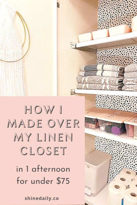 How I made over my linen closet in 1 weekend for under $75 (renter friendly). #organization #organized #linencloset #rentalfriendly #renterfriendly #homeorganization #homedecor #diyhomedecor Linen Closet Makeover, Closet Upgrade, One Room Cabin, Jamaica House, Bathroom Linen Closet, Clear Bins, Creative Storage Solutions, Closet Update, Closet Makeover