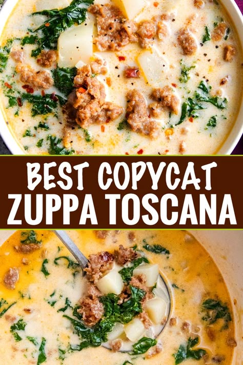 Sopa Toscana, Copycat Zuppa, Copycat Zuppa Toscana, Zuppa Toscana Soup Olive Garden, Salad Kale, Zuppa Toscana Soup, Toscana Soup, Best Soup Recipes, Crock Pot Soup