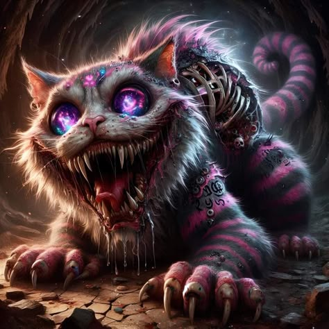 Cheshire Cat Art, Dark Wonderland, Alice And Wonderland Tattoos, Dark Alice In Wonderland, Crazy Pictures, Wonderland Artwork, Wonderland Tattoo, Cat Needs, Halloween Facts