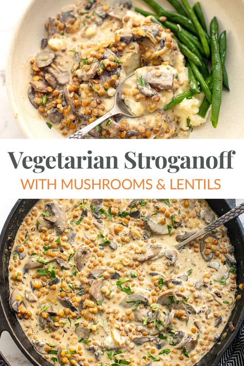 Packed with wholesome ingredients, my Lentil Mushroom Stroganoff recipe is this vegetarian and gluten-free version of the classic Stroganoff. Creamy and savoury, this vegetarian stroganoff is sure to satisfy your taste buds while providing a boost of plant-based protein and essential nutrients. Lentil Mushroom Stroganoff, Lentils And Mushroom Recipe, Lentils And Mushrooms, Mushroom And Lentil Recipes, Stroganoff Recipe Vegetarian, Lentil Mushroom Recipes, Mushroom Lentil Recipes, Low Carb Mushroom Recipes, Vegetable Stroganoff