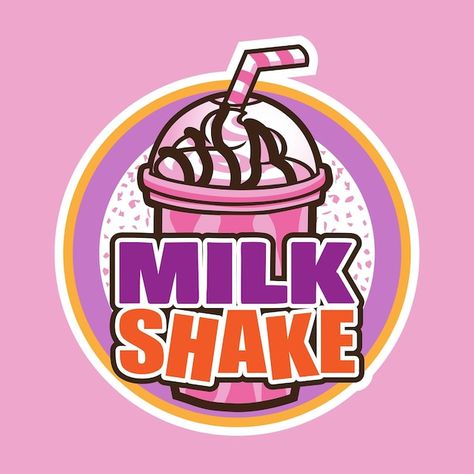 Milk Shake Logo Design, Milkshake Branding, Shake Logo Design, Strawberry Logo Design, Shake Logo, Smoothie Logo, Strawberry Logo, Shake Strawberry, Milkshake Shop