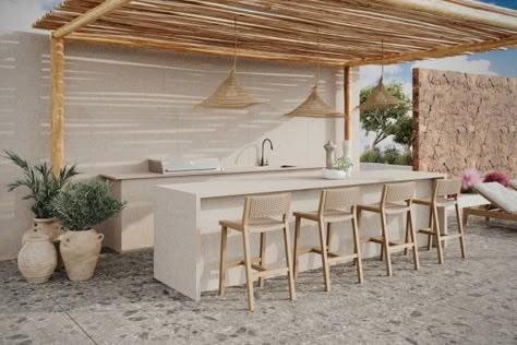 Brick Paver Patio, Deco Marine, Italian Architecture, White Countertops, House Design Photos, Outdoor Kitchen Design, Outdoor Bar, Outdoor Areas, Trade Show