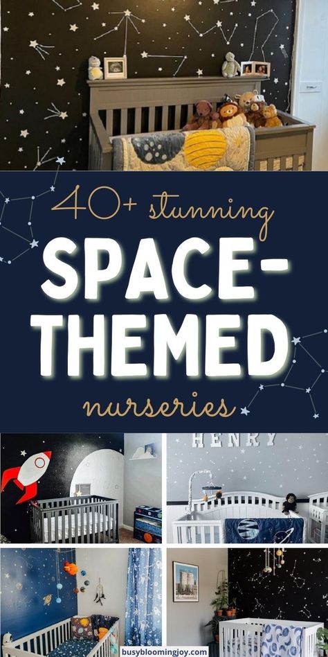 Gender Neutral Galaxy Nursery, Outer Space Furniture, Planets Nursery Theme, Space Rugs Kids, Nursery Outer Space Theme, Small Nursery Themes, Space Nursery Color Palette, Space Inspired Nursery, Nursery Room Space Theme