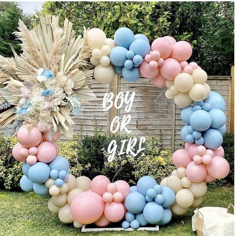 Diy Gender Reveal, Garland Balloon, Gender Reveal Baby Shower Themes, Gender Reveal Party Theme, 1 Balloon, Girl Gender Reveal, Balloon Chain, Gender Reveal Balloons, Gender Party