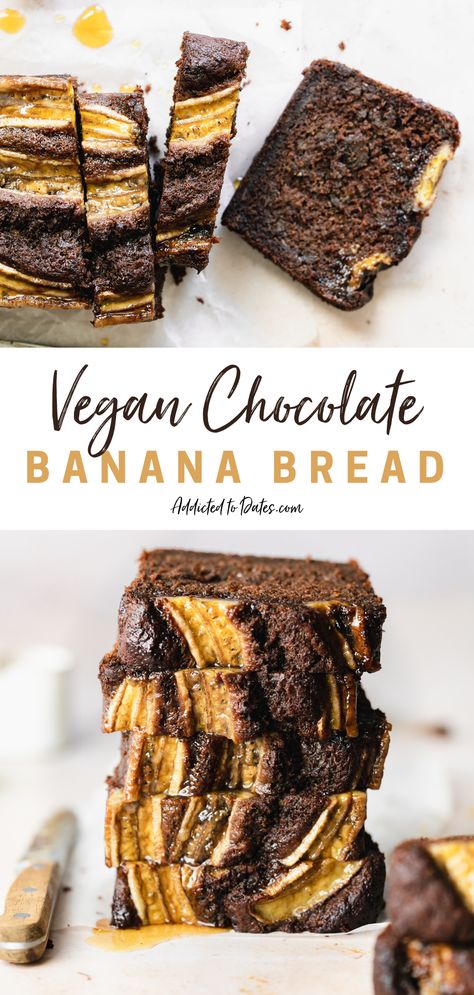 Banana Cake Vegan, Banana Loaf Recipe, Herbalism Recipes, Vegan Chocolate Banana Bread, Vegan Loaf, Whole Food Desserts, Caramel Dessert Recipes, Chocolate Banana Cake, Banana Loaf