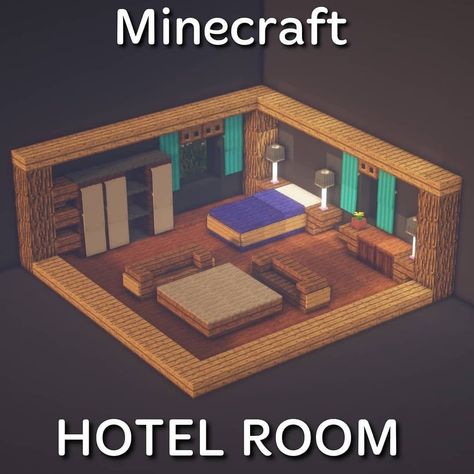 Minecraft Hotel Interior, Minecraft Hotel Room, Minecraft Table Design, Hotel In Minecraft, Hotel Bedroom Ideas, Hotel Room Ideas, Mc Interior, Minecraft Hotel, Interior Design Minecraft