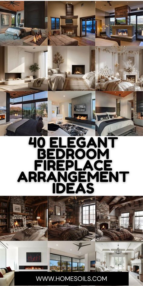 Transform your space with 40 elegant bedroom fireplace arrangement ideas, featuring cozy layouts, stylish decor, and functional designs for a luxurious retreat. Bedroom Hearth Ideas, Bedroom Fireplace Seating Area, Bedroom Gas Fireplace Ideas Master, Primary Bedroom Fireplace Ideas, Fireplace Ideas For Bedroom, Cozy Bedroom With Fireplace, Electric Fireplace Bedroom Ideas Master Suite, Fireplace In Master Bed, Bedroom Fireplace Ideas Master