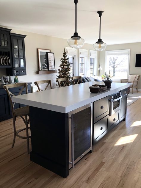 Drink Fridge In Kitchen Island, Fridge In Island Kitchen, Island With Mini Fridge, Mini Fridge Island, Kitchen Island Ideas With Wine Fridge, Island With Drink Fridge, Beverage Fridge In Kitchen Island, Mini Fridge In Island, Kitchen Island Beverage Fridge