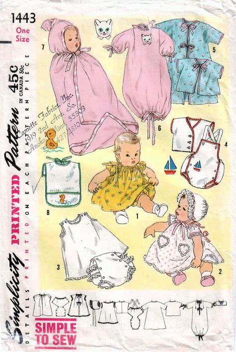 🐕 Big deals! 1950s Simplicity 1443 Vintage Sewing Pattern Infant's Layette, Baby Clothes, Infant Wardrobe One Size only at $12.00 Hurry. #InfantLayette #50sVintagePattern #1950sSewingPattern #50sBabyPattern #50sLayettePattern #50sInfantLayette #BabyClothesPattern #50sVintageLayette #LayettePattern #Simplicity1443 Vintage Baby Clothes Patterns, Layette Pattern, Toddler Patterns, 1950s Sewing Patterns, Vintage Toddler, Vintage Blog, Popular Now, Vintage Baby Clothes, Layette Set