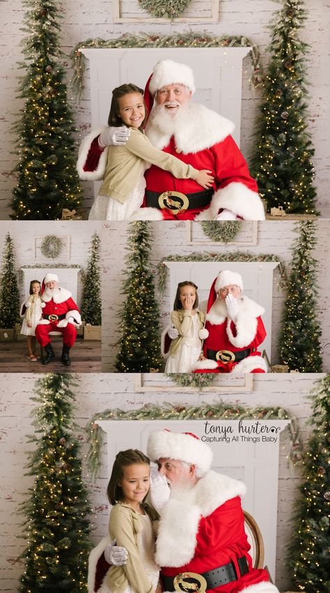 My Santa Mini Photo Sessions can be a personal experience for your family.  Check out these sweet photos from a Santa session and tips to prepare your little ones for a photo session with Santa. Christmas Photo With Santa, Indoor Santa Photoshoot, Santa Pics Backdrop, Santa Sessions Photography, Pictures With Santa Ideas Mini Sessions, Posing With Santa, Santa Christmas Photos, Santa Photo Shoot Ideas, Santa Photo Setup