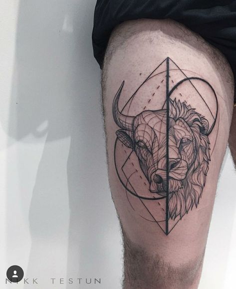 Buffalo Tattoo, Lizard Tattoo, Ram Tattoo, Line Tattoo Ideas, Serpent Tattoo, M Tattoos, Bull Tattoos, Taurus Tattoos, Leo Tattoos