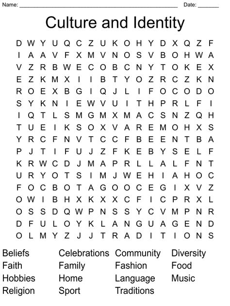 Culture and Identity Word Search Exponential Functions, Growth And Decay, Math Counting, Word Problem Worksheets, Reading Comprehension Skills, Words To Use, Educational Worksheets, Cultural Diversity, Reading Levels