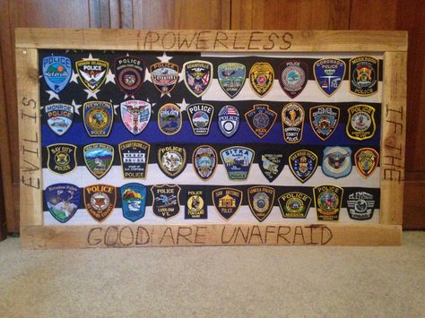 Police patch display Police Patches Display, Patch Display, Patches Display, Police Patches, Frame Display, Law Enforcement, Love Of My Life, Cricut, Frame