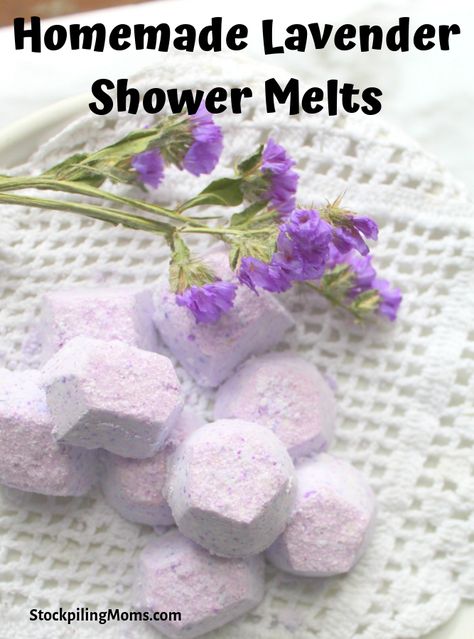 Diy Lavender Shower Steamers, Lavender Shower Melts, Lavender Gift Ideas, Diffuser Recipes For Colds, Recipes For Colds, Lavender Shower Steamers, Young Living Essential Oil Diffuser, Diy Bath Soak, Shower Melts