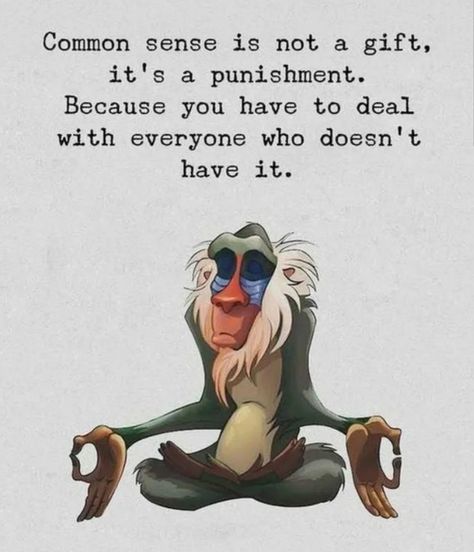 Common Sense ... - quote post - Imgur Rafiki Quotes, Common Sense Quotes, Greek Chicken, A Monkey, Daily Reminders, Quotes Disney, Cartoon Quotes, Sarcastic Quotes Funny, Badass Quotes