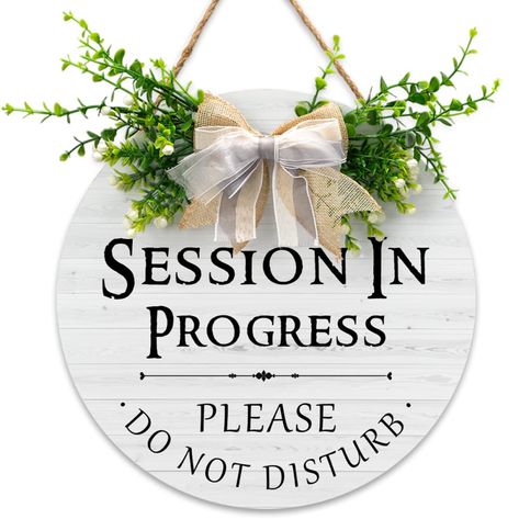 PRICES MAY VARY. 【Perfect Sign】: In a meeting sign for office door is 30 x 30cm/12 x 12 inch and 0.2 inch in thickness which is a perfect way to warmly welcome friends. Bring vitality into your home and party. 【Wooden Material】: Meeting in progress door sign is made of wooden material, which is durable and can be used in all kinds of seasons. Life-Like eucalyptus leaves with flowers, paired with adorable & classic bow that make them look more exquisite. 【Exquisite Design】: Do not disturb sign is Please Do Not Disturb Sign, In Session Sign, Doorbell Sign, Do Not Disturb Sign, Please Do Not Disturb, Office Door Signs, Don't Disturb Sign, Office Door, Therapy Office