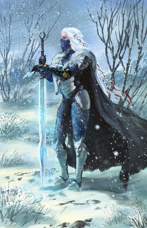 ArtStation - Winter, Oksana Kharitonova Winter Elf Dnd, Snow Elf, Dnd Elves, Elf Art, High Elf, Fantasy Warrior, Fantasy Rpg, Medieval Fantasy, Dnd Characters