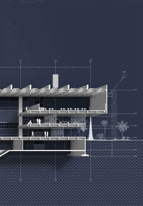 Learn how to create this section style here Section Drawing Architecture, Architecture Design Presentation, Architecture Blueprints, Architecture Portfolio Design, Architecture Presentation Board, Architecture Concept Diagram, Architecture Design Sketch, Architecture Building Design, Architecture Graphics