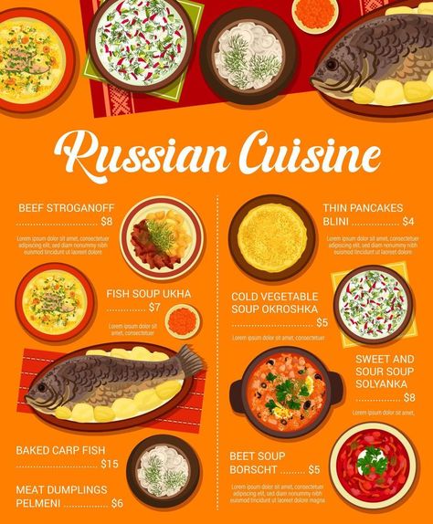 Russian cuisine menu, traditional dishes and meals Russian Wedding Food, Russian Meals, Sweet And Sour Soup, Russia Food, Meat Dumplings, Russian Dishes, Beet Soup, Russian Food, Russian Architecture