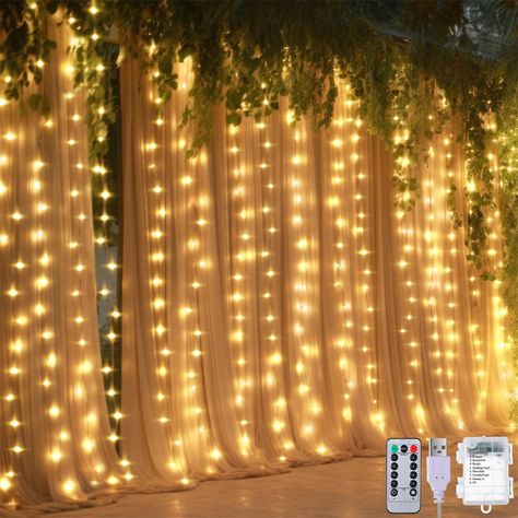 PRICES MAY VARY. [8 Modes Settings and Auto Timer] these LED curtain string lights come with remote control with 8 light modes: combination, waves, sequential, slow glow, chasing/flash, slow flash, twinkle/flash and steady on. The fairy curtain lights also have a memory function, convenient for your next use, easy to set up and with nice brightness, ideal for Christmas curtain decor, add a nice touch to your Christmas; Note: remove the insulating gasket before use the remote control [13 Light St Christmas Curtain Decor, Tapestry Backdrop, Fairy Light Curtain, Window Wall Hanging, Wall Hanging Lights, Curtain String Lights, Bedroom Christmas, Curtain Backdrops, Prom Decor