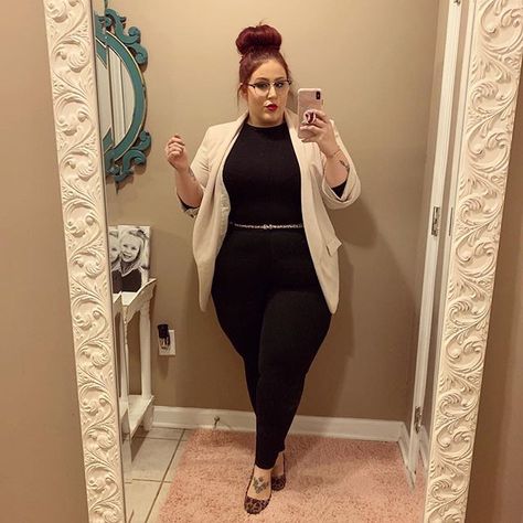 You glow differently when you’re happy. btw This outfit is a whole mood today ... I feel chic af. . Outfit Deets:  Blazer: @boohoo  Bodysuit: @fashionnovacurve  Pants: @walmart  Shoes: @targetstyle (old) Belt: @asos_us  Glasses: @zennioptical . . . #style Walmart Shoes, Flattering Plus Size Dresses, Happy Outfit, Today I Feel, Plus Size Fall Fashion, Plus Size Fall Outfit, Full Figure Fashion, Plus Size Fashion For Women, Plus Size Kleidung