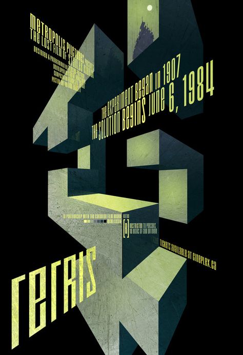 Tetris movie-style poster  All Games Beta Tetris Poster, Geek House, Illustration Design Graphique, Video Game Posters, Graphic Design Collection, 타이포그래피 포스터 디자인, Bioshock, Creative Video, Freelance Graphic Design