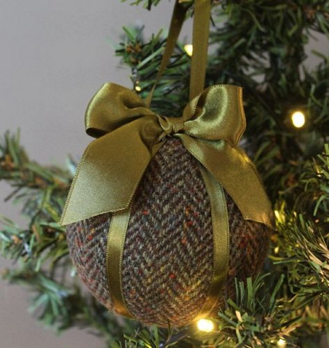 Tweed Christmas Decorations, Donegal Tweed, Xmas Baubles, Irish Landscape, Green Tweed, Christmas Bauble, Green Landscape, Christmas Sewing, Christmas Baubles