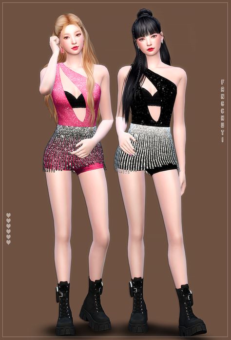 Sims 4 Cc Blackpink Clothes, Sims 4 Blackpink Cc, Blackpink Coachella Outfits, Blackpink Coachella, Los Sims, Sims 1, Coachella Outfit, Cc Sims, Sims 4 Clothing