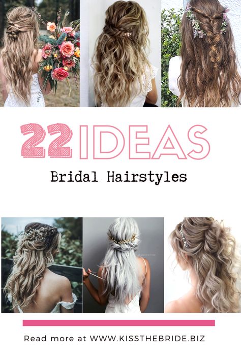 Beach Wedding Hair With Flower, Bridal Hair With Hair Vine, Beach Bride Hair Down, Boho Bridal Hair Down, Boho Beach Wedding Hair, Bride Hair Half Up, Elegant Hairstyles For Prom, Wedding Hairstyles For Long Hair Half Up, Boho Wedding Hair Down