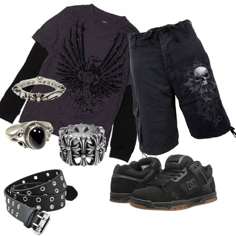 Y2k Emo Men, Emo Outfits 2000s Men, Affliction Fits, Affliction Outfits, Y2k Clothes Men, Punk Fashion Male, Goth Outfits Men, Emo Affliction, Y2k Outfits Men