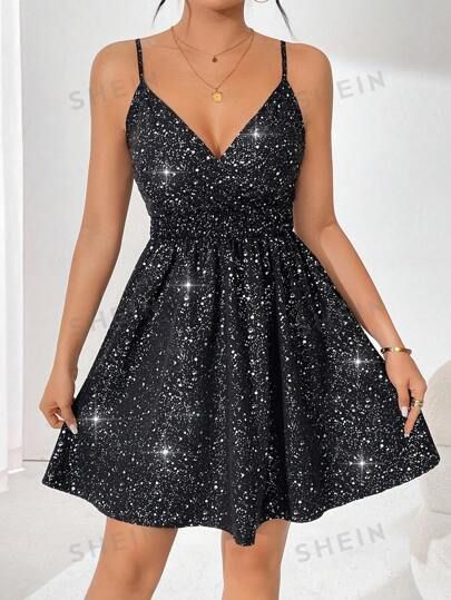 Short Sparkly Dresses, Sparkly Dress, Strappy Dresses, Black Party, Dress For Short Women, Cutout Dress, Kids Beachwear, Cami Dress, Women Dresses