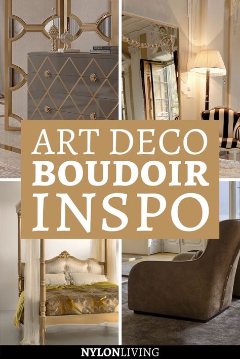 Have you ever wished you had your own, very private boudoir to relax in? Learn how to how to create an art deco inspired bedroom i this post. Get some inspiration from this beautiful and excessive art deco inspired decor and decide how to decorate your perfect boudoir. #artdeco #bedroomideas #bedroomdesign #bedroomdecor #bedroomgoals Bedroom Inspirations Art Deco, Glam Art Deco Bedroom, Art Deco Interior Bedroom Inspiration, 20s Decor Interior Design, Gatsby Inspired Bedroom, 1920s Inspired Home Decor, 1920 Bedroom Ideas 1920s, Art Deco Inspired Bedroom, Bedroom Art Deco Style