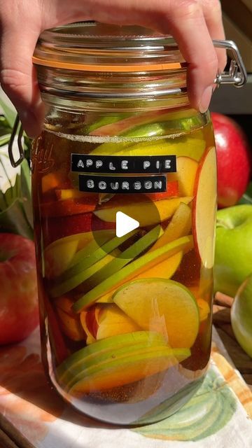 Lexi Harrison & Beth Sinclair on Instagram: "Apple Pie Infused Bourbon 🍎🥃 for s2 ep. 7 of Infuse Your Booze! (Recipe below👇)

Kick off September with a batch of this delicious spiced apple bourbon! It’s SO good on its own or in an apple cider bourbon mule with ginger beer, cider & lime juice 🙌 

This is such a fun recipe to try for fall and it couldn’t be easier to make! Just add everything to a jar and let it infuse for at least a few days, or up to a few weeks. 

A few options for the leftover apples: they soak up quite a bit of bourbon, so you can blend them, then strain the mixture through a fine mesh sieve and add it back into the bourbon for extra flavor. 

Alternatively, you can use some of the apples in a pie, a caramel sauce, or another baking recipe. Just make sure to use fre Apple Pie Everclear Recipe, Infused Alcohol Recipes, Bourbon Mule, Apples Slices, Apple Cider Bourbon, Infused Bourbon, Infused Liquors, Alcohol Infusion, Leftover Apples