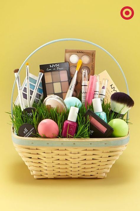 25 Creative Easter Basket Ideas For Every Age | The Unlikely Hostess Creative Easter Basket Ideas, Makeup Gifts Basket, Unicorn Easter Basket, Teen Easter Basket, Adult Easter Baskets, Basket Gift Ideas, Easter Gift For Adults, Creative Easter Baskets, Easter Crafts For Adults