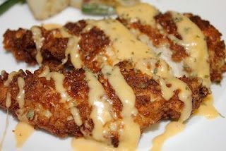 Pretzel Chicken with a Mustard-Cheddar Sauce | JuJu Good News Chicken With Mustard, Pretzel Chicken, Pretzel Crusted Chicken, Cheddar Sauce, Recipe Hacks, Chicken Main Dishes, Crusted Chicken, Think Food, Poultry Recipes