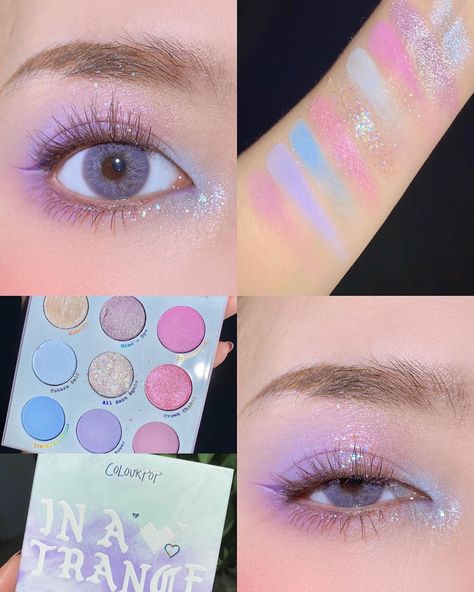 Colourpop Trouble Maker Looks, Edc Makeup, Colourpop Eyeshadow Palette, Goddess Makeup, Pastel Makeup, Colourpop Eyeshadow, Peach Makeup, Korean Eye Makeup, Magical Makeup