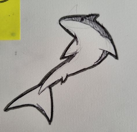 Drawing References Animals, Tiny Fish Drawing, Shark Doodle Easy, Shark Tail Drawing, Simple Shark Drawing, Shark Drawing Easy, Shark Doodle, Shark Sketch, Animal Sketches Easy