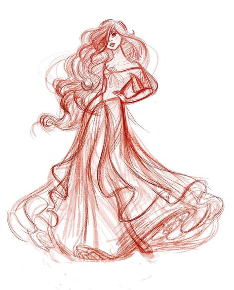 Drawing Ariel, Full Body Sketch, Water Princess, Ariel Drawing, Princess Sketches, Fashion Drawing Sketches, Girl Drawing Sketches, Beautiful Sketches, Burn Book