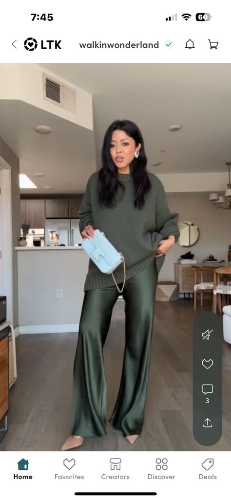 Emma Grede Style, Green Monochromatic Outfit, Knit Pants Outfit, Green Monochromatic, Emma Grede, Monochromatic Outfit, Knit Pants, Pants Outfit, My Style