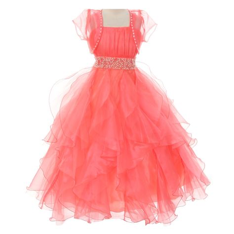 https://childrensdressshop.com/60-coral-flower-girl-dresses Coral Flower Girl Dresses, Ruffle Flower Girl Dress, Coral Cocktail Dress, Red Flower Dress, Princess Look, Girls Tulle Dress, Coral Flower, Ruffle Flower, Girls Easter Dresses