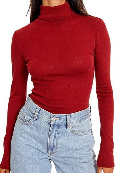 Comfy Long Sleeve Shirts, High Neck Shirts, Neckline Slimmer, Turtleneck Long Sleeve, Slim Fit Top, Womens Turtleneck, Round Neck Sweatshirts, High Neck Long Sleeve, Long Sleeve Casual