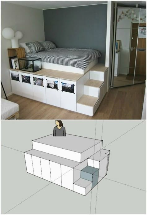 Diy Seng, Diy Hidden Storage Ideas, Diy Organizing Ideas, Diy Storage Bed, Hidden Storage Ideas, Architecture 101, Storage For Kitchen, Diy Hidden Storage, Flat House