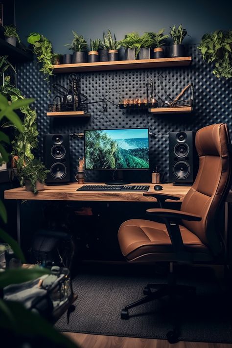 Games Room Inspiration, Small Game Rooms, Home Music Rooms, Modern Home Offices, Computer Desk Setup, Home Studio Setup, Music Studio Room, Interior Design Per La Casa, Bedroom Setup