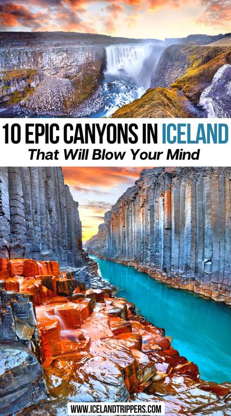 10 Epic Canyons In Iceland That Will Blow Your Mind Iceland Tourist Attractions, Pictures Of Iceland, Hiking In Iceland, Iceland Canyon, Höfn Iceland, Iceland Hikes, Iceland In March, Nature Iceland, Iceland Cruise