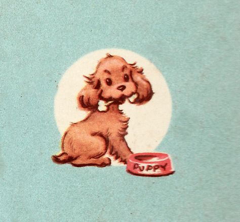 Puppy from "The Puppy Who Found a Home" Vintage Dog Illustration, Poodle Drawing, Puppy Drawing, Vintage Cartoons, Vintage Poodle, Puppy Art, Vintage Valentine Cards, Puppy Play, Girl Dog