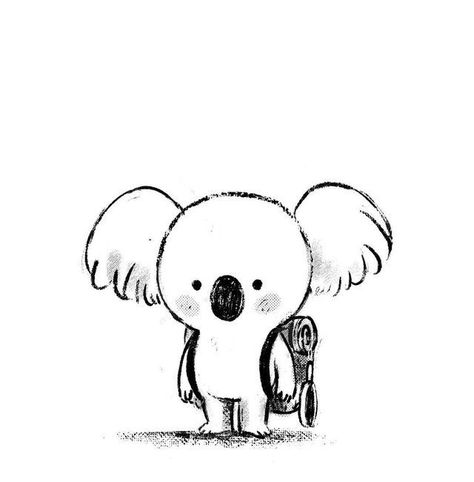 Koala Illustration, Koala Baby, Koala, Black And White, White, Black