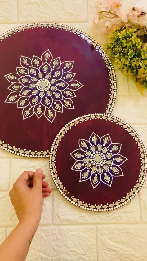 Dot mandala wall hanging, set of two in 2022 Canvas Art Easy, Painted Mirror Art, Diy Canvas Art Easy, Mirror Crafts, Mandala Wall Hanging, Clay Wall Art, Mandala Design Pattern, Diy Wall Art Decor, Mandala Art Lesson